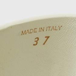 Pre Owned Prada White/Black Leather Ankle Strap Sandals Size 37