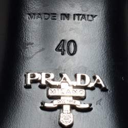 Prada Silver PVC and Patent Leather Logo Sandals Size 40