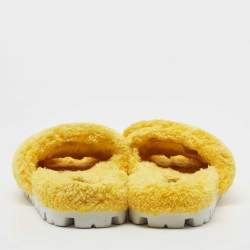 Pre Owned Prada Yellow Logo Terry Fabric Slides Size 39