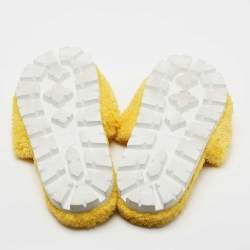Pre Owned Prada Yellow Logo Terry Fabric Slides Size 39
