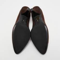 Pre Owned Prada Brown/Black Suede and Patent Leather Cap Toe Pumps Size 39.5