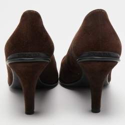 Pre Owned Prada Brown/Black Suede and Patent Leather Cap Toe Pumps Size 39.5