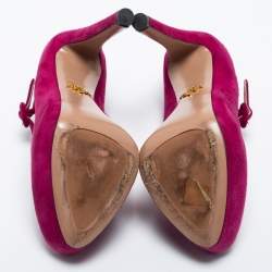 Pre Owned Prada Purple Suede Platform Pumps Size 39