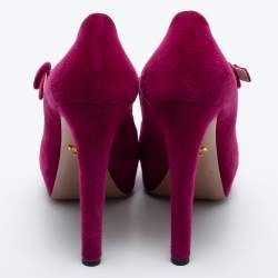 Pre Owned Prada Purple Suede Platform Pumps Size 39
