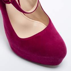 Pre Owned Prada Purple Suede Platform Pumps Size 39
