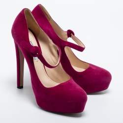 Pre Owned Prada Purple Suede Platform Pumps Size 39