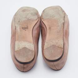 Pre Owned Prada Light Brown Suede Bow Smoking Slippers Size 37