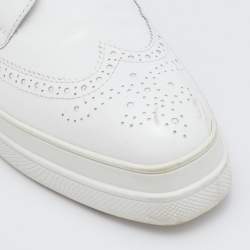 Prada White Brogue Leather Lace Up Derby Size 39