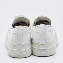 Prada White Brogue Leather Lace Up Derby Size 39