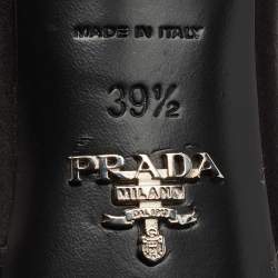 Pre Owned Prada Black Satin Crystal Embellished Logo Slide Sandals Size 39.5