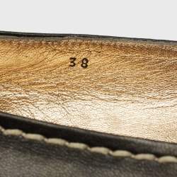 Pre Owned Prada Black Leather Peep Toe Platform Espadrille Flats Size 38