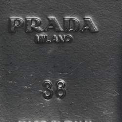Prada Black Satin Crystal Embellished Flat Slides Size 38