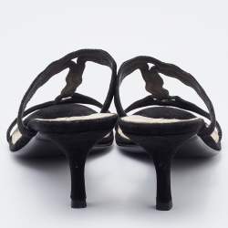 Pre Owned Prada Black Suede Slide Sandals Size 37