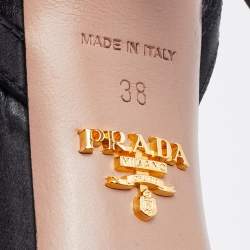 مملوكة مسبقًا Prada Black Satin Crystal Embellished Ankle Strap Sandals Size 38