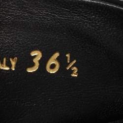 Pre Owned Prada Black Leather Logo Triangle Flat Slides Size 36.5 