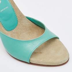 Prada Light Green Leather Slide Sandals Size 37