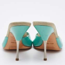 Prada Light Green Leather Slide Sandals Size 37