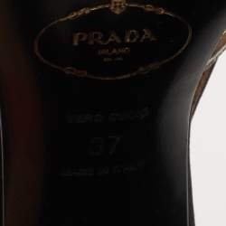 Prada Tricolor Satin and Leather Crystal Embellished Heel Slingback Sandals Size 37