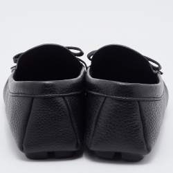 Pre Owned Prada Black Leather Bow Slip On Loafers Size 38.5