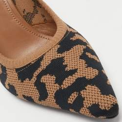 Pre Owned Prada Brown/Black Printed Knit Fabric Pointed Toe Pumps Size 37