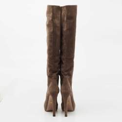 Prada Brown Suede Knee Length Boots Size 39.5