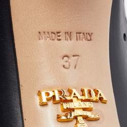 Pre Owned Prada Black Perforated Leather Open Toe Booties Size 37