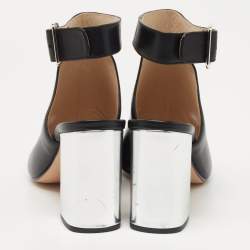 Pre Owned Prada Black Leather Open Toe Ankle Strap Sandals Size 35