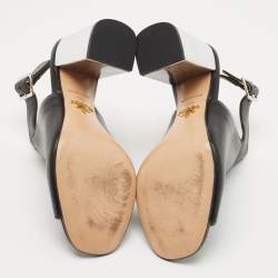 Pre Owned Prada Black Leather Open Toe Ankle Strap Sandals Size 35