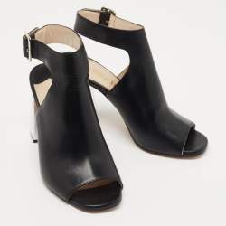 Pre Owned Prada Black Leather Open Toe Ankle Strap Sandals Size 35