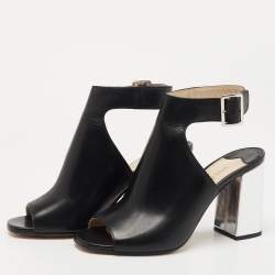 Pre Owned Prada Black Leather Open Toe Ankle Strap Sandals Size 35