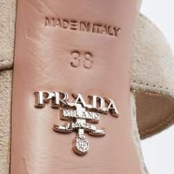 Prada Beige Suede Open Toe Baroque Platform Sandals Size 38
