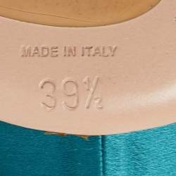 Pre Owned Prada Turquoise Blue Satin Bow Detail Peep Toe Platform Pumps Size 39.5