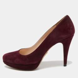 Prada Burgundy Suede Pumps Size 36