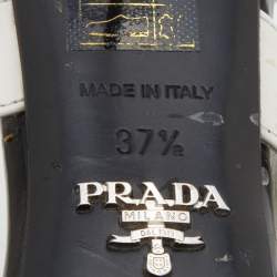 Prada White/Black Leather and Rubber Trim Pointed Toe Slingback Pumps Size 37.5