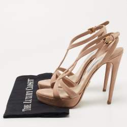 Prada Beige Suede Platform Ankle Strap Sandals Size 35.5