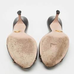 Pre Owned Prada Black Patent Leather Slide Sandals Size 38