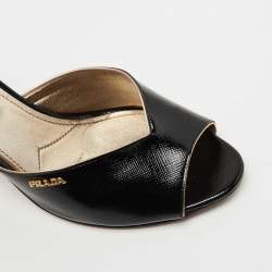 Pre Owned Prada Black Patent Leather Slide Sandals Size 38