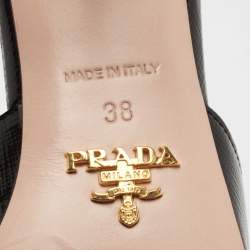 Pre Owned Prada Black Patent Leather Slide Sandals Size 38