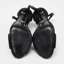 Prada Black Suede  Crisscross Ankle Strap Sandals Size 37.5