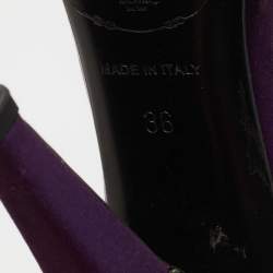 Pre Owned Prada Purple Satin T-Bar Ankle Strap Sandals Size 36