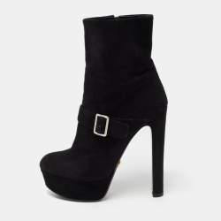 prada black suede ankle boots