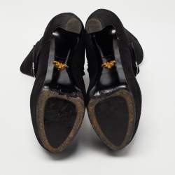 Pre Owned Prada Black Suede Platform Ankle Boots Size 38