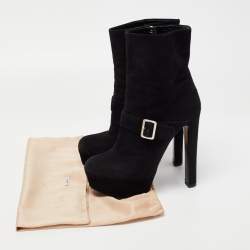 Pre Owned Prada Black Suede Platform Ankle Boots Size 38