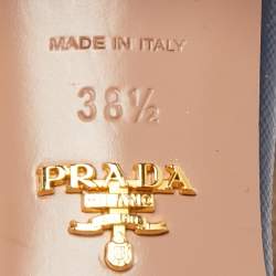 Pre Owned Prada Navy Blue Vernice Saffiano Leather Slide Sandals Size 38.5