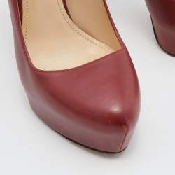 Prada Dark Red Leather Platform Pumps Size 37.5
