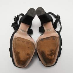Prada Black Suede Crisscross Platform Ankle Strap Sandals Size 37