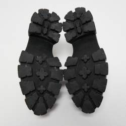 Pre Owned Prada Black Leather Monolith Logo Platform Loafers Size 37