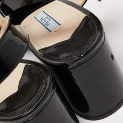 Prada Black Patent Leather Platform Ankle Strap Sandals Size 38.5
