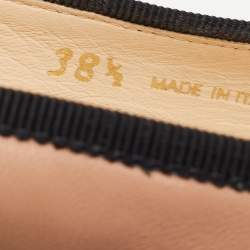 Pre Owned Prada Black/Pink Patent and Leather Bow Ballet Flats Size 38.5