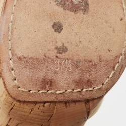 Prada Yellow Patent Leather Cork Platform Ankle Strap Sandals Size 37.5